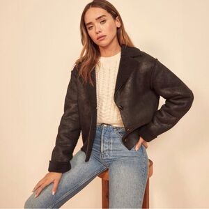 Reformation Stoke Faux Shearling Suede Jacket Size Medium